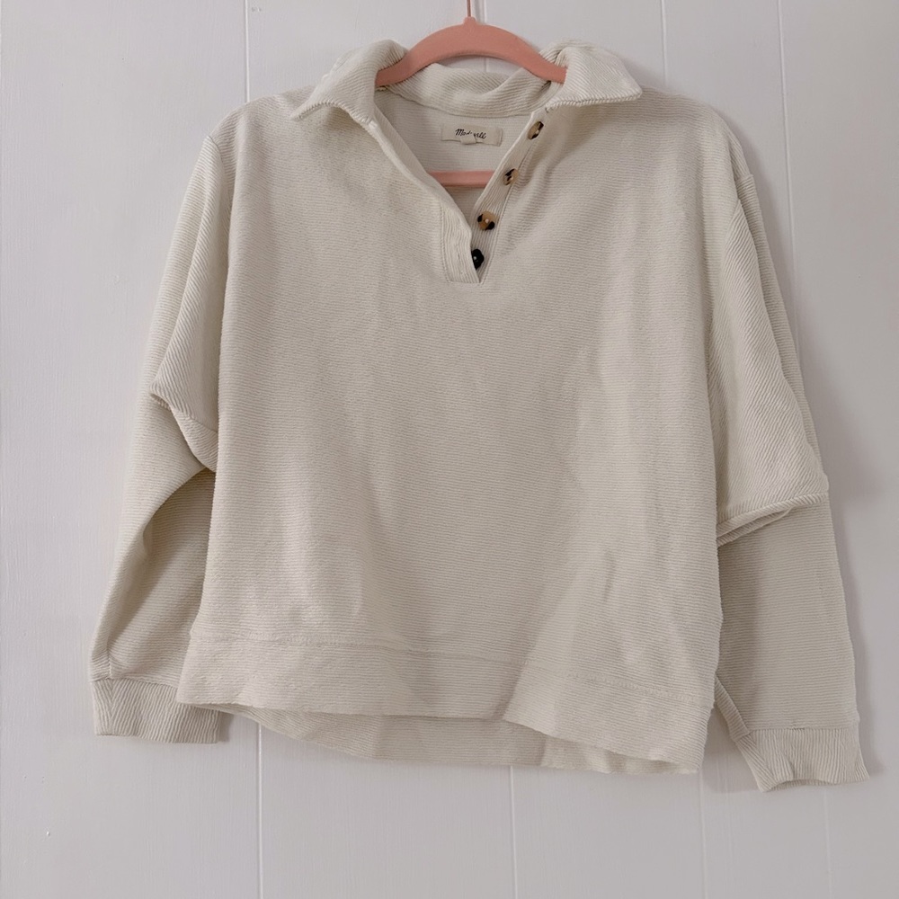 Madewell off-white collared sweater, size small